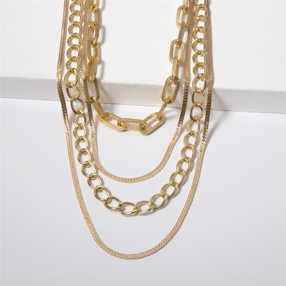 'Fable' Layered Gold Chain Link Choker Necklace - Picture 3 of 9